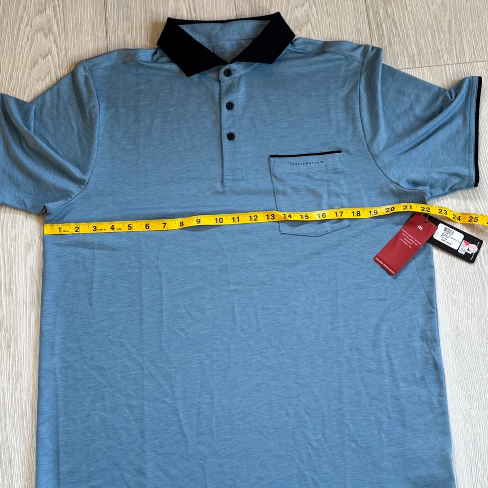 TravisMathew Men's Large ~ Featherweight Pocket Polo golf Shirt ~ Blue ~ NEW! - Picture 7 of 9